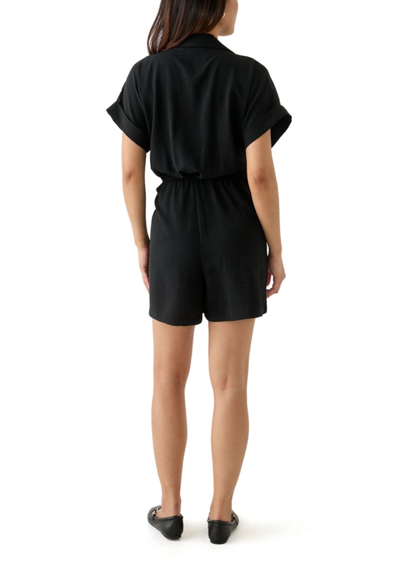 Womens Short Sleeve V-Neck Romper 