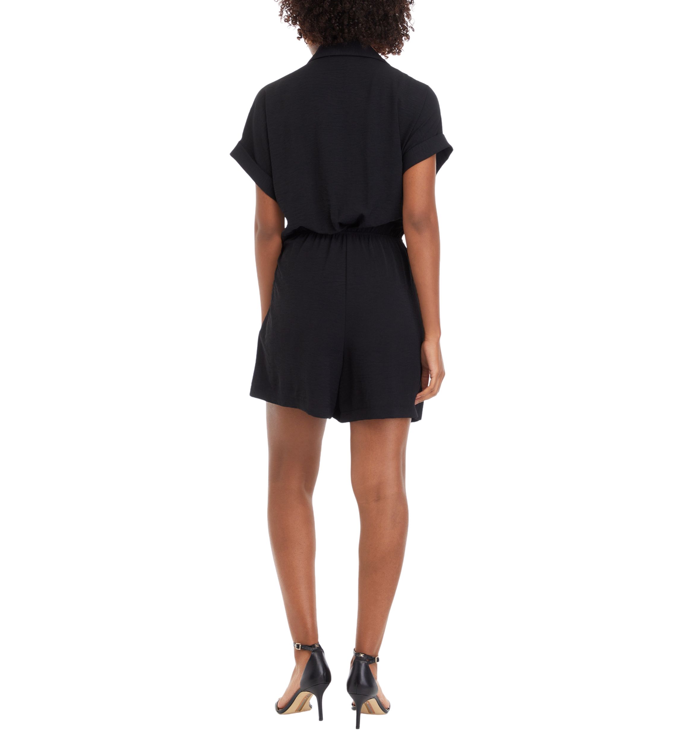 Womens Short Sleeve Solid Side Wrap Fit and Flare Dress