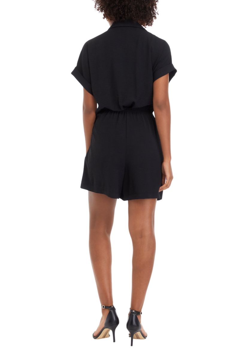 Womens Short Sleeve Solid Side Wrap Fit and Flare Dress