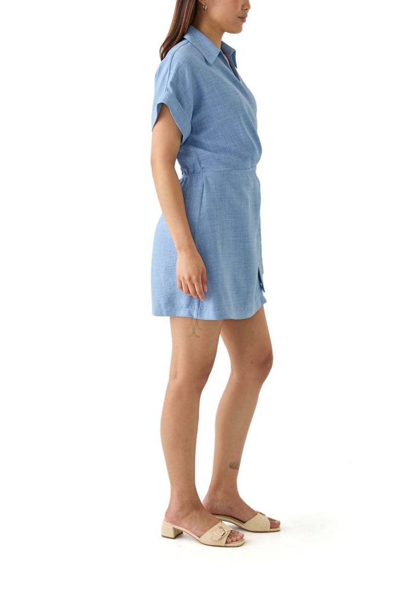 Womens Short Sleeve Collared Wrap Romper 