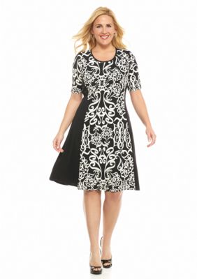 Sami & Jo Plus Size Printed Fit-and-Flare Dress - Belk.com