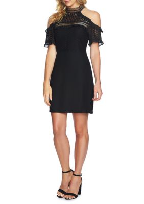 CeCe Cold Shoulder Lace Dress with Trim | belk