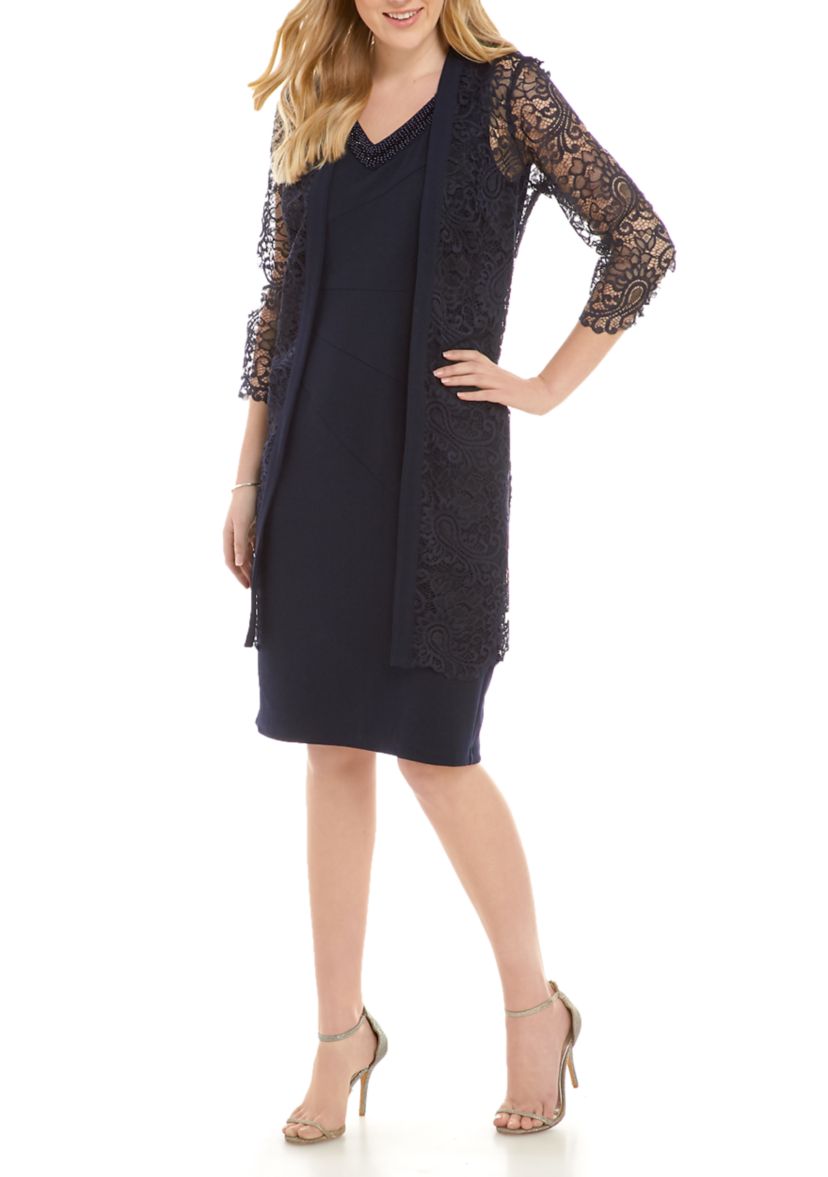 Womens Lace Jacket Dress Set