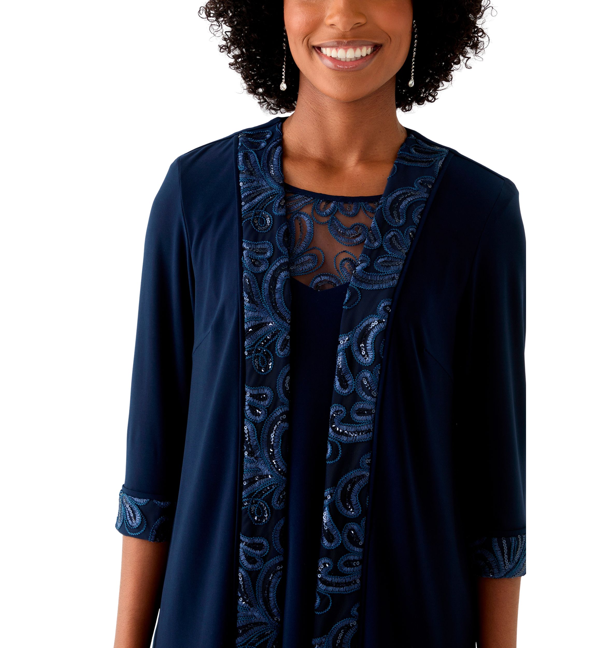 Le Bos Women's 3 Piece Pant Set with Embroidered Trim | Belk