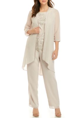 BRIANNA Women's 3 Piece Mesh Chiffon Pant Set | belk