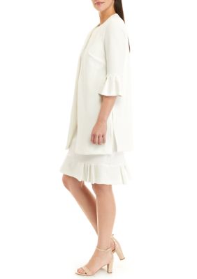 Women's Textured Knit Duster Jacket Dress with Bead Trim