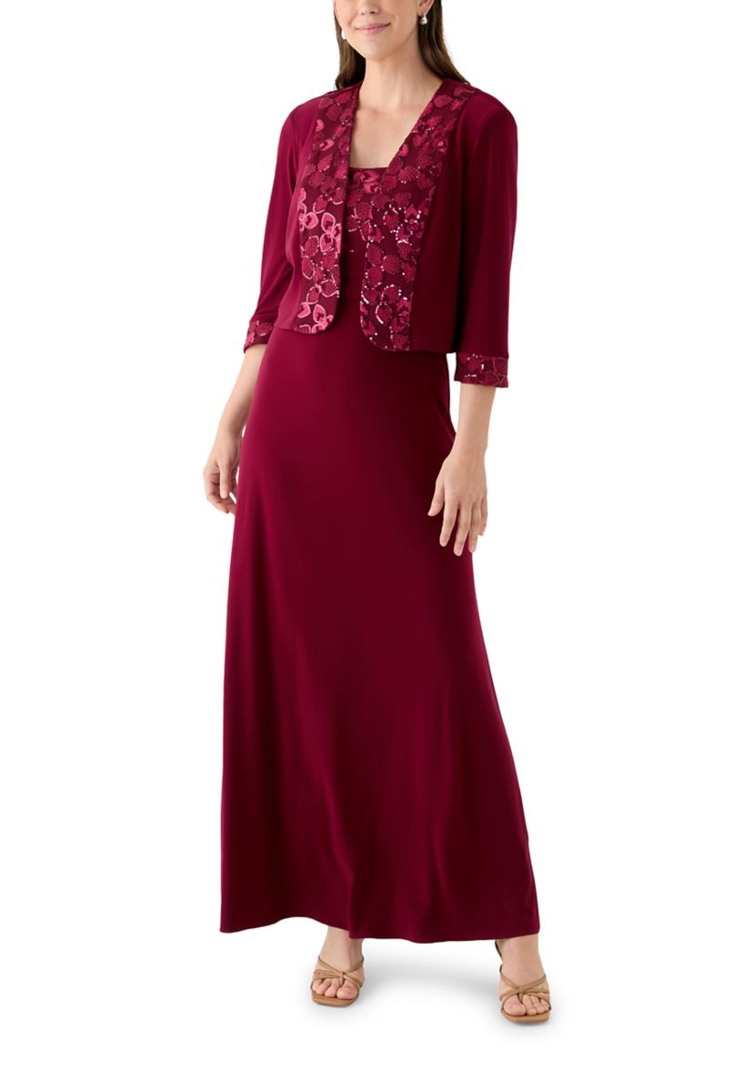 Womens Long Jacket Dress with Embroidered Trim