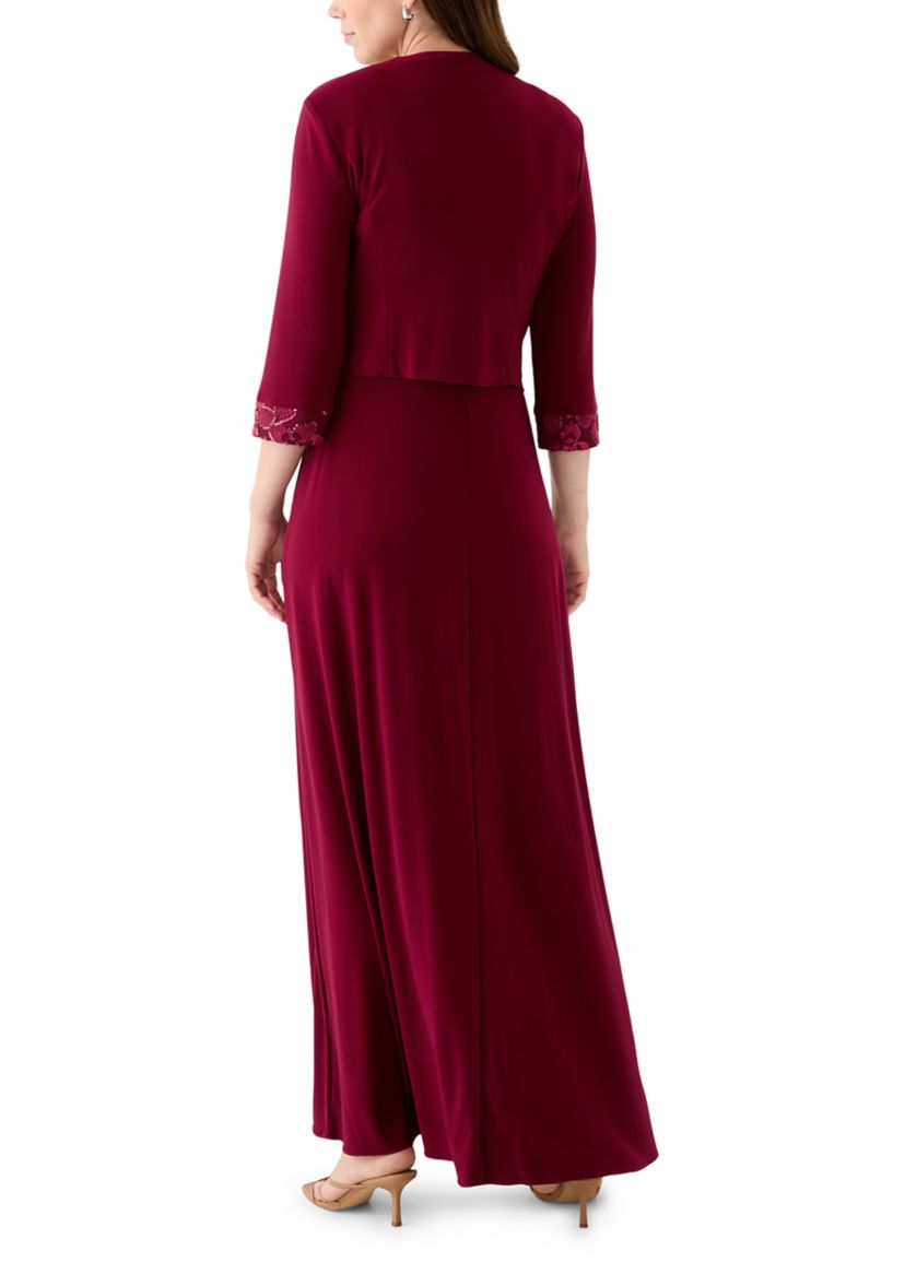 Womens Long Jacket Dress with Embroidered Trim