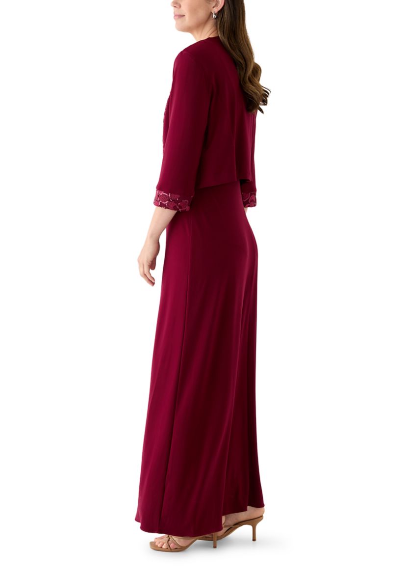 Womens Long Jacket Dress with Embroidered Trim