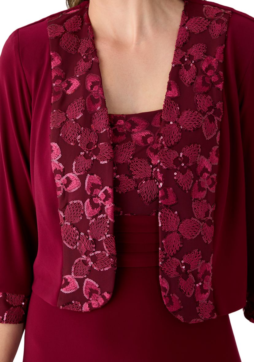 Womens Long Jacket Dress with Embroidered Trim