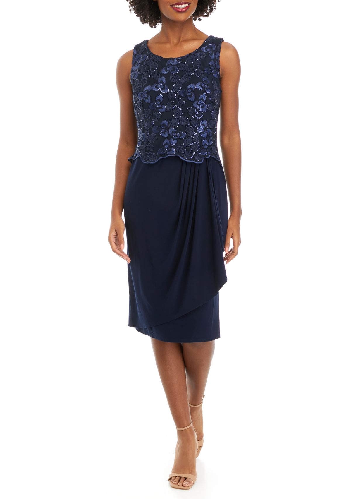 Womens Crew Neck Solid Jacket Dress