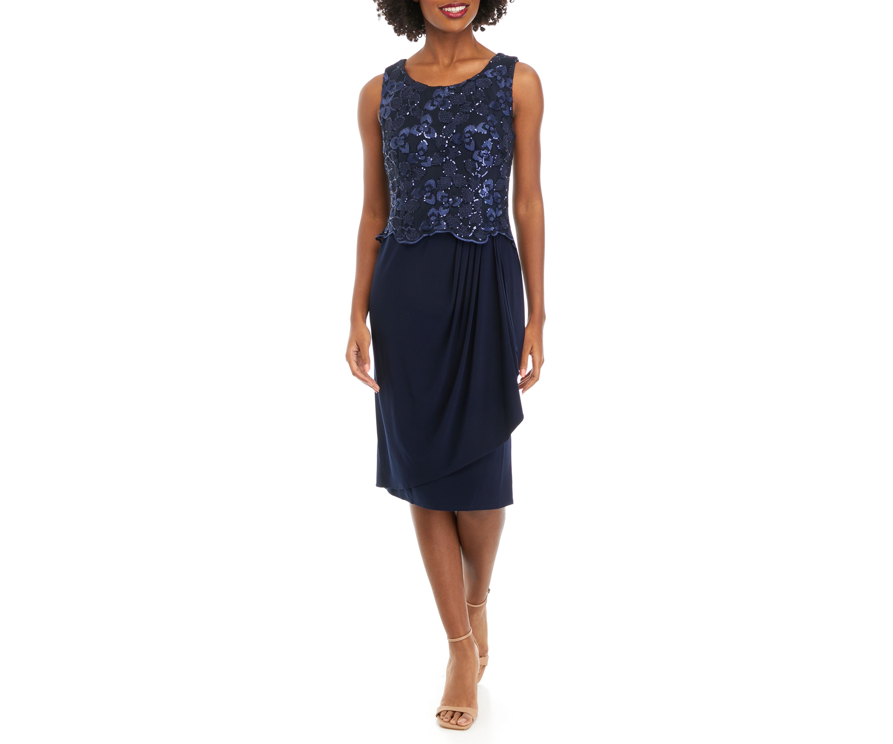 Womens Crew Neck Solid Jacket Dress