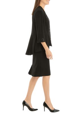 Women's Peplum Jacket Dress with Embroidered Trim