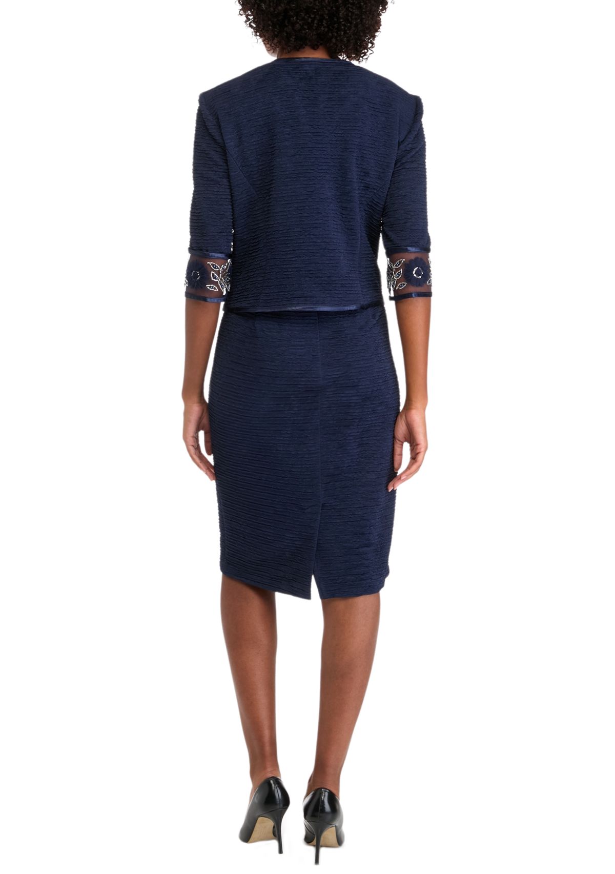 Womens 3/4 Sleeve Solid Jacket Dress