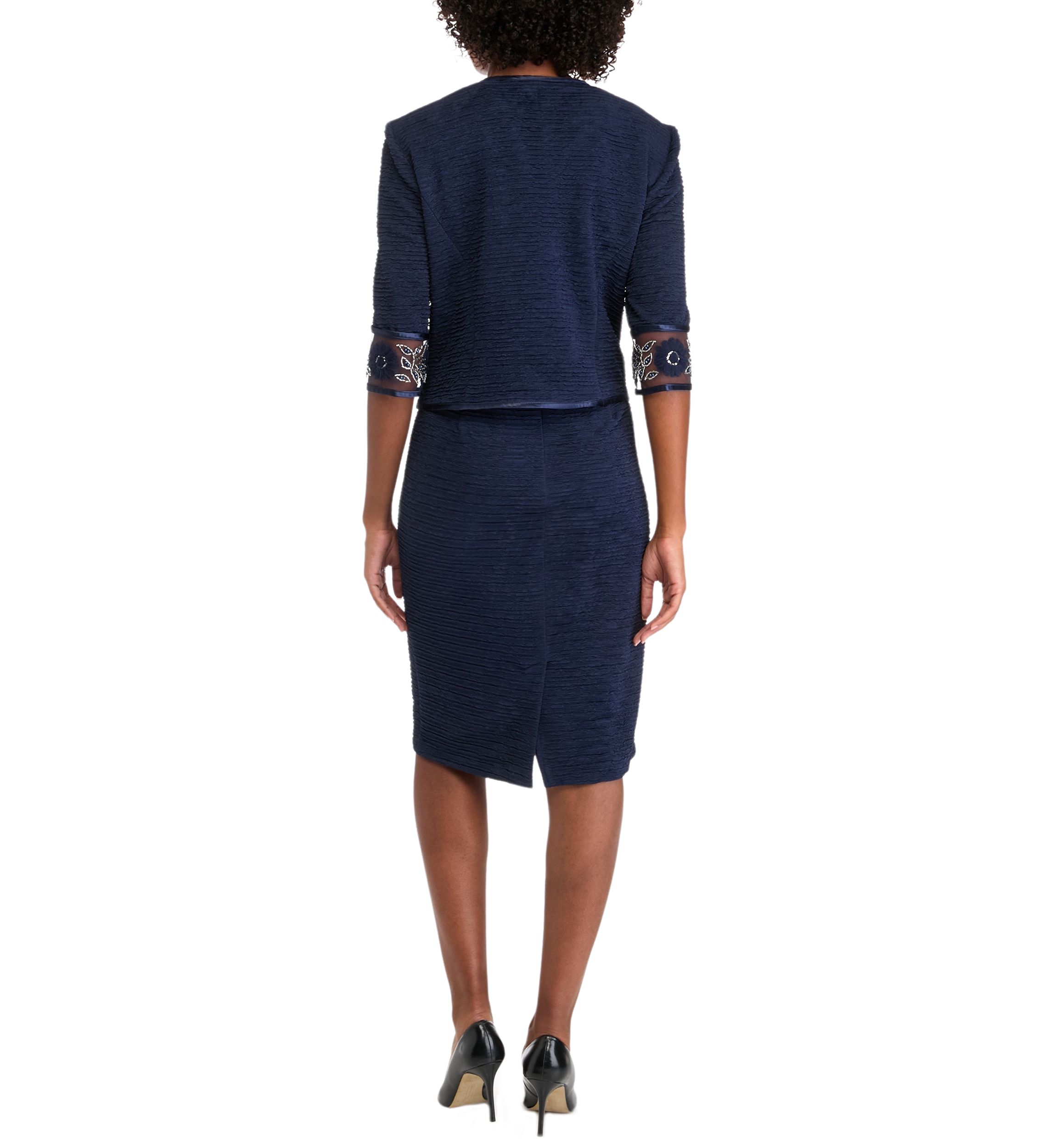 Womens 3/4 Sleeve Solid Jacket Dress