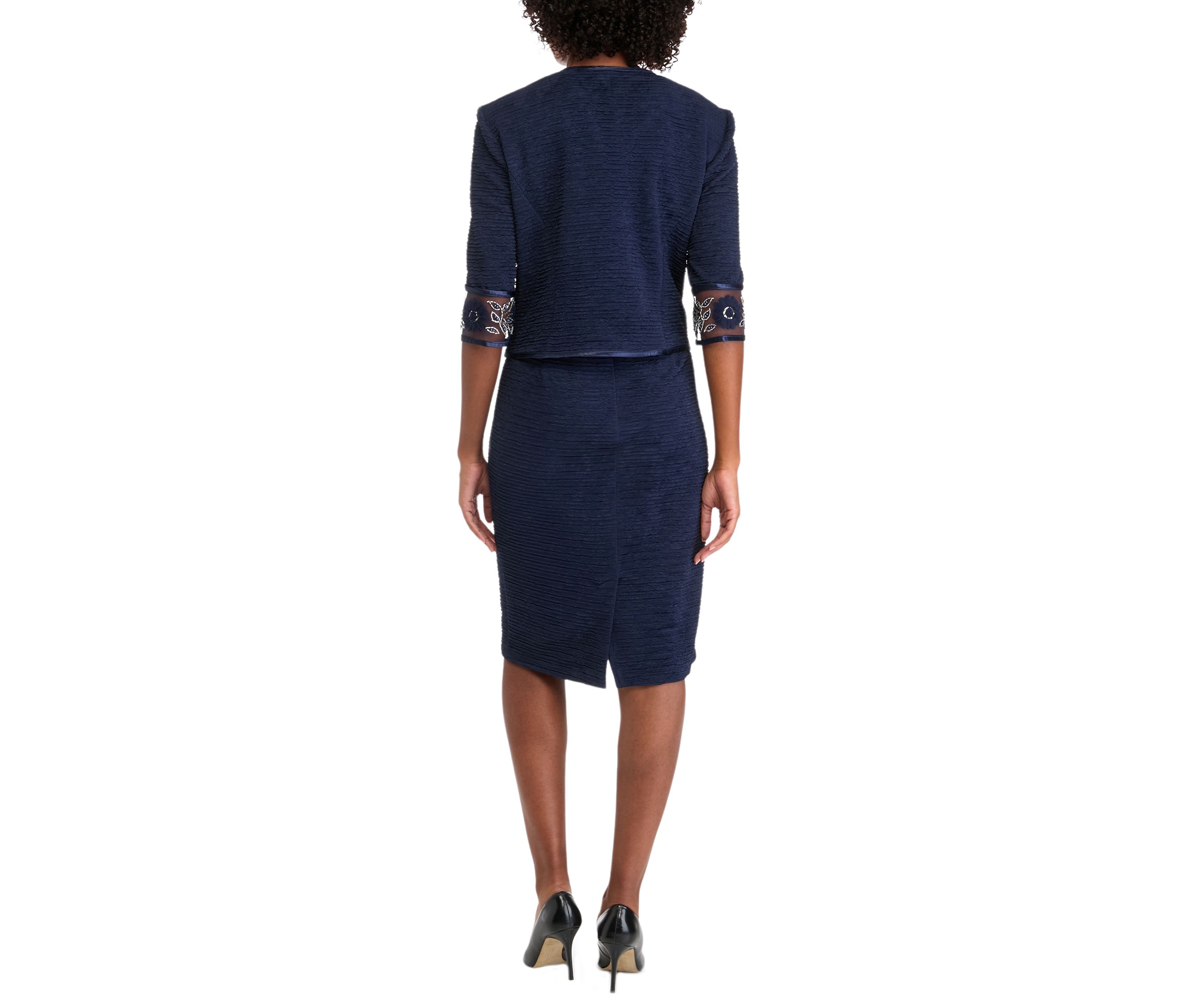 Womens 3/4 Sleeve Solid Jacket Dress