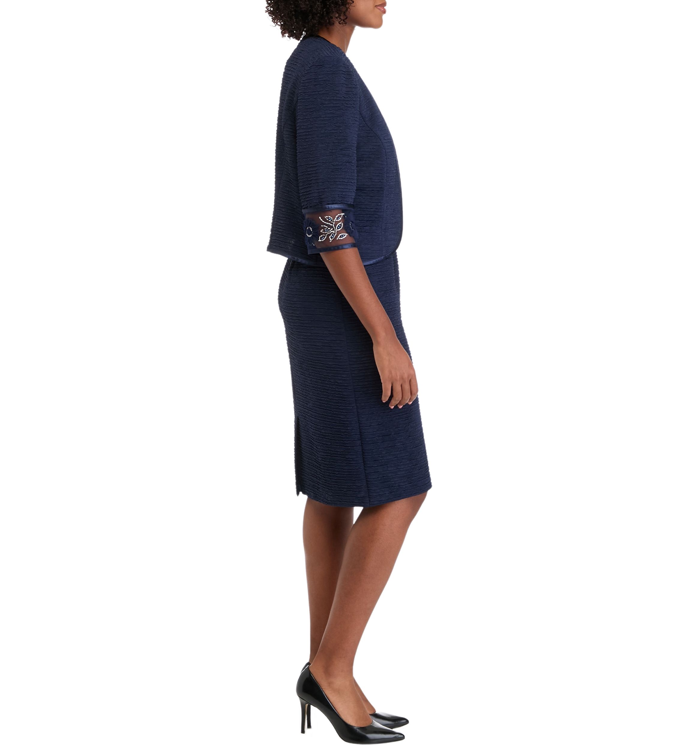 Womens 3/4 Sleeve Solid Jacket Dress