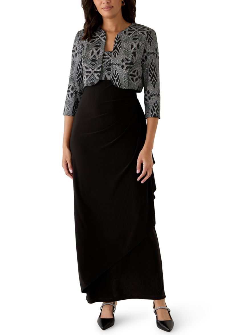 Womens Long Sleeve Pattern Sequin Jacket and Dress