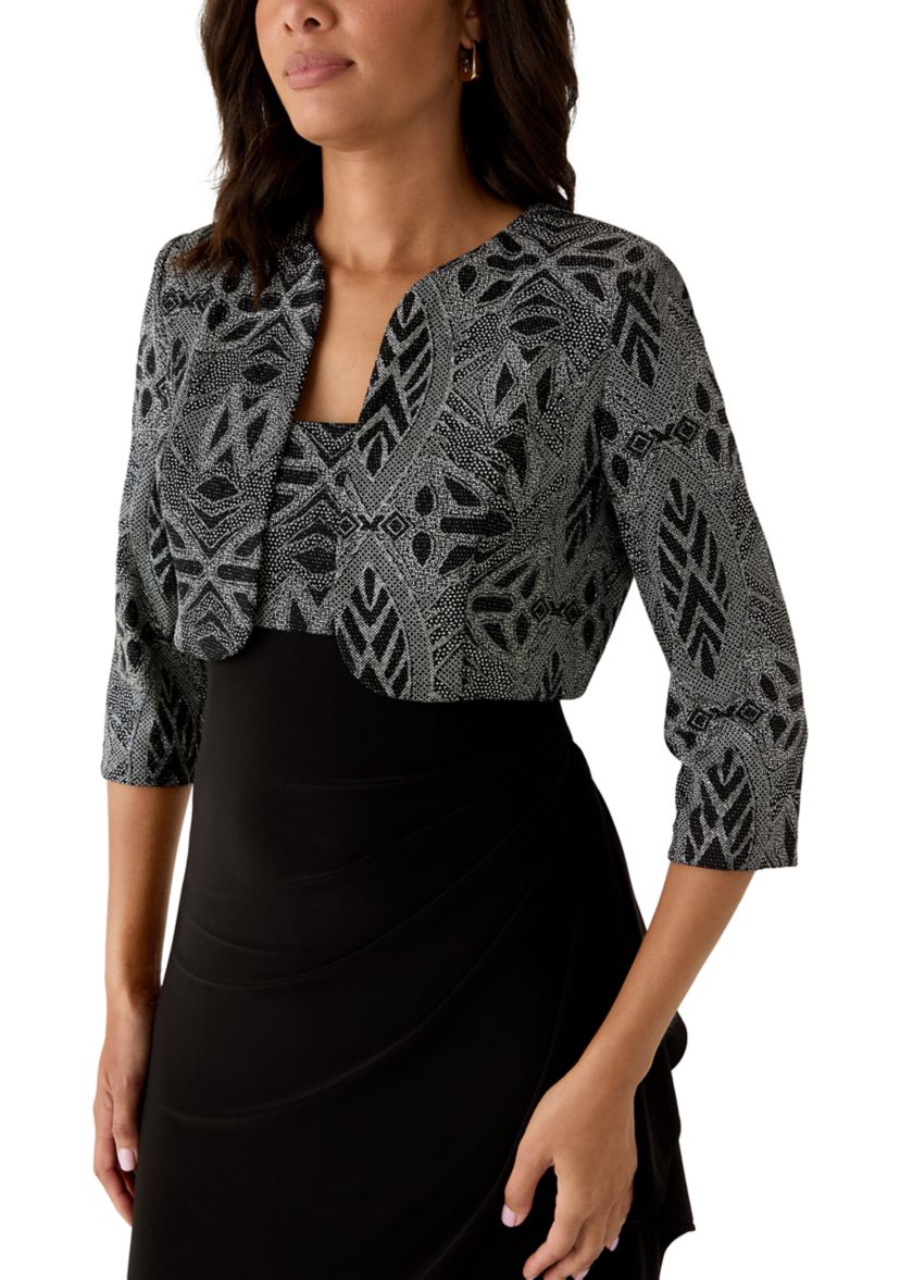 Womens Long Sleeve Pattern Sequin Jacket and Dress