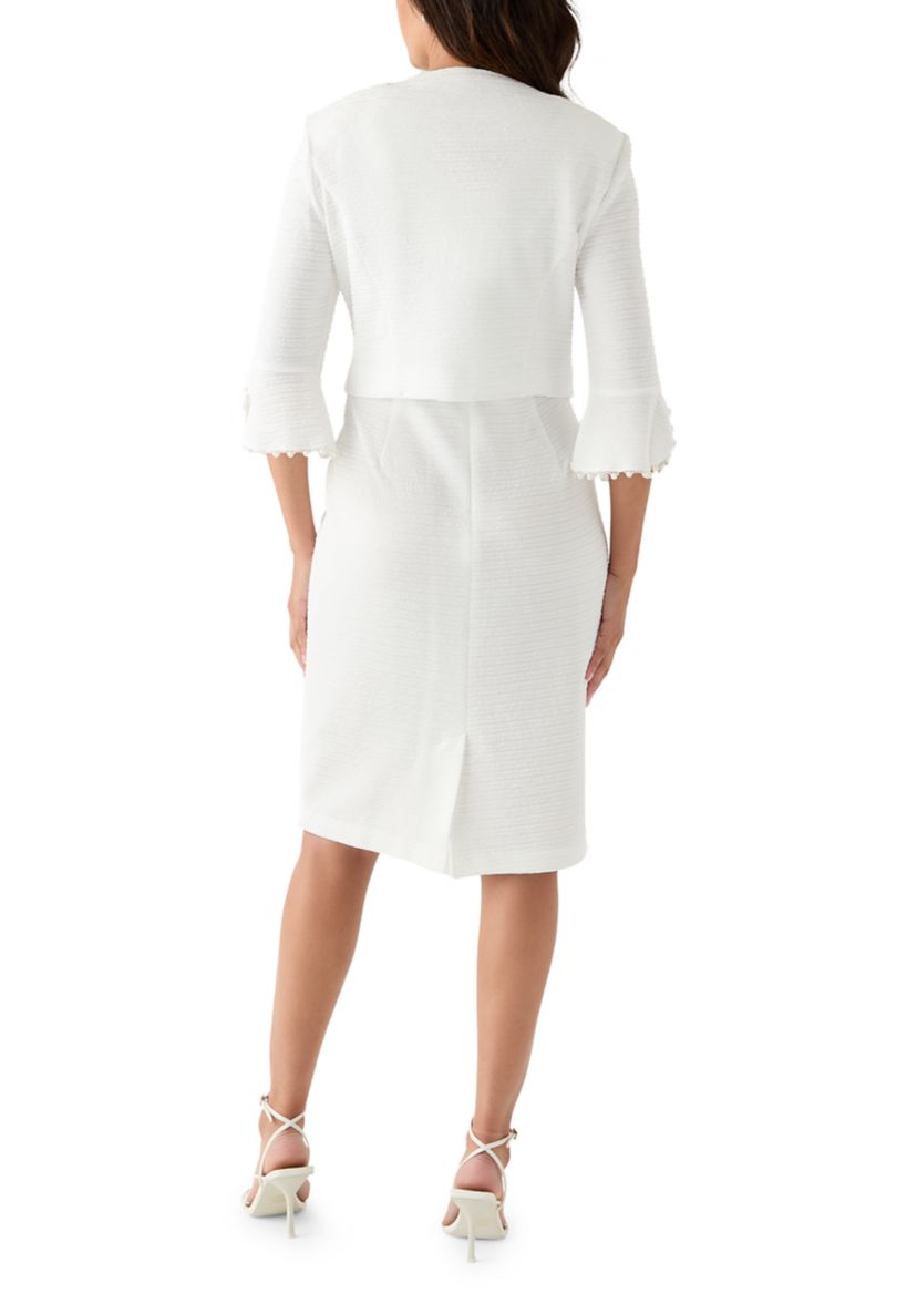 Womens 3/4 Sleeve Crew Neck Solid Jacket Dress