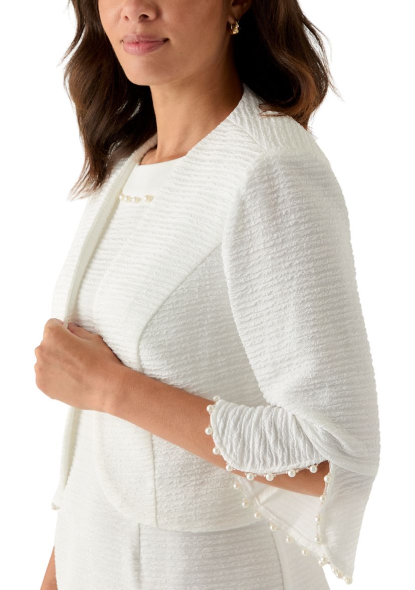 Womens 3/4 Sleeve Crew Neck Solid Jacket Dress