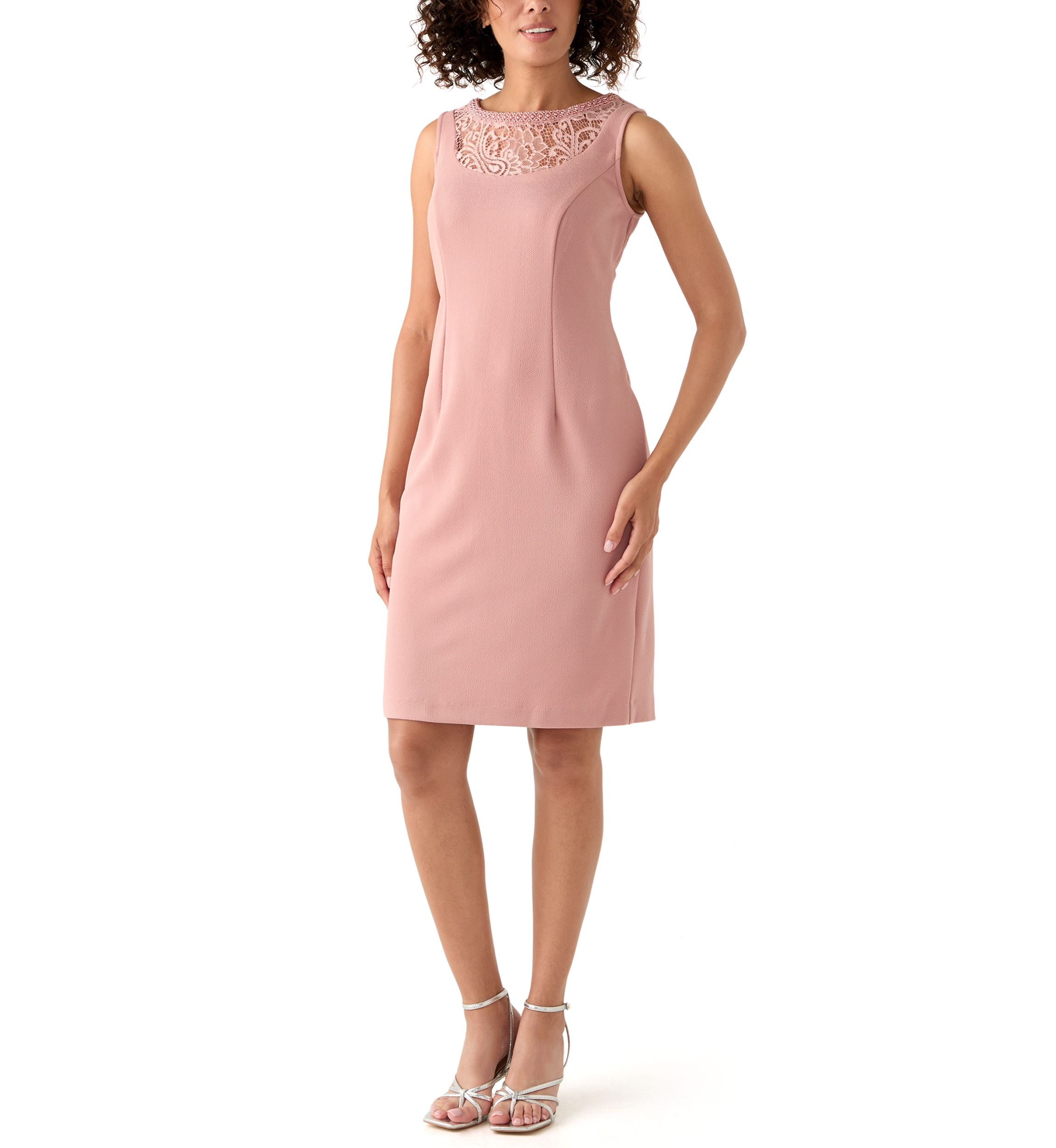 Womens 3/4 Sleeve Crew Neck Solid Jacket Dress