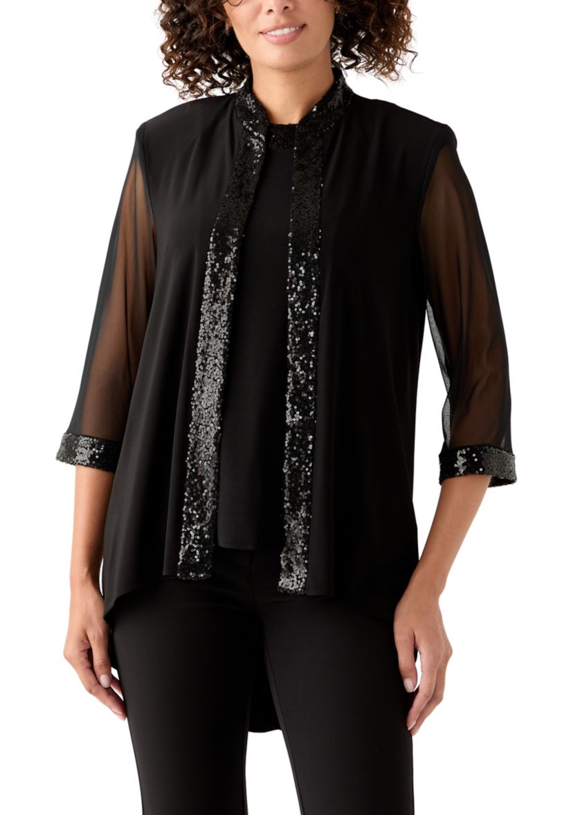 Womens Three-Quarter Sleeve Jacket and Tank Top Set