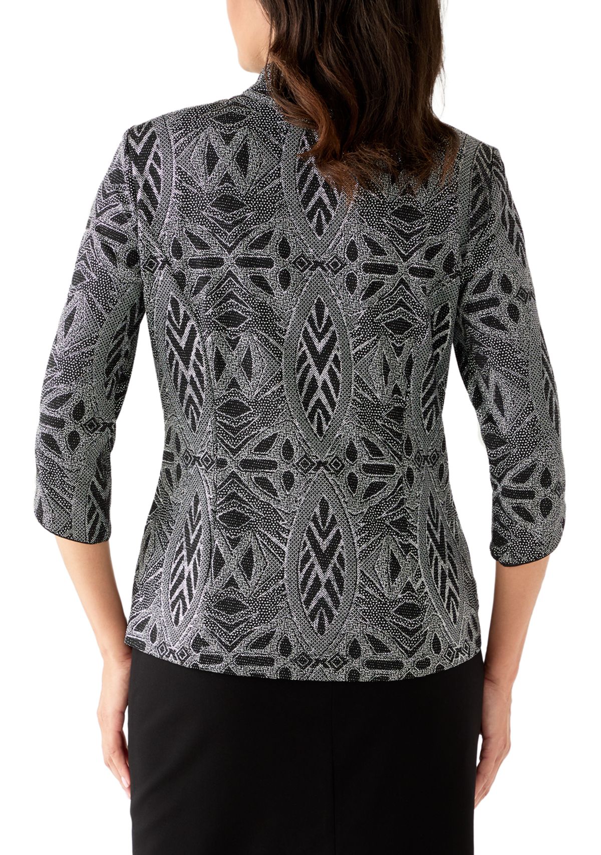 Womens Glitter 3/4 Sleeve Jacket and Top Set