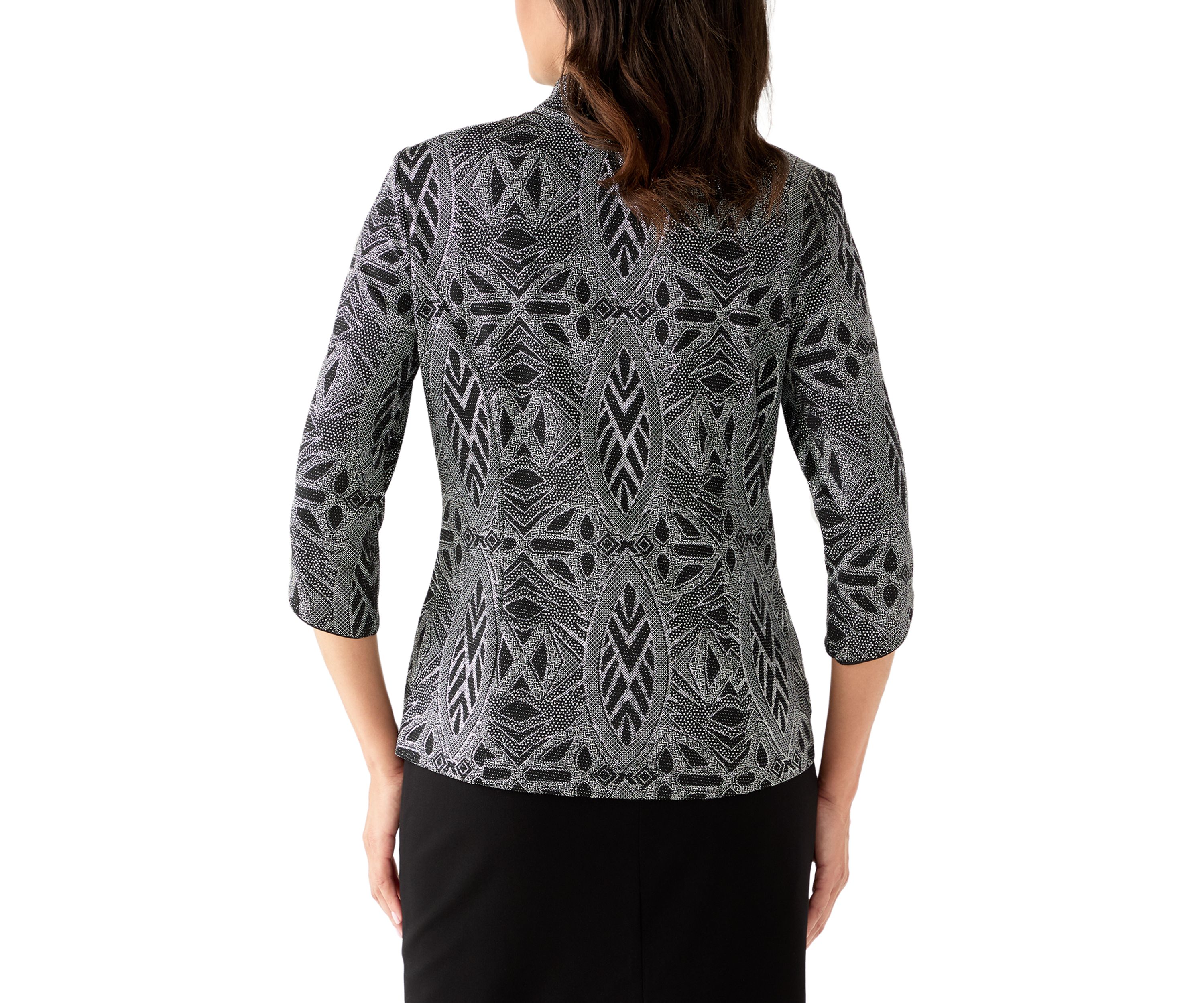 Womens Glitter 3/4 Sleeve Jacket and Top Set