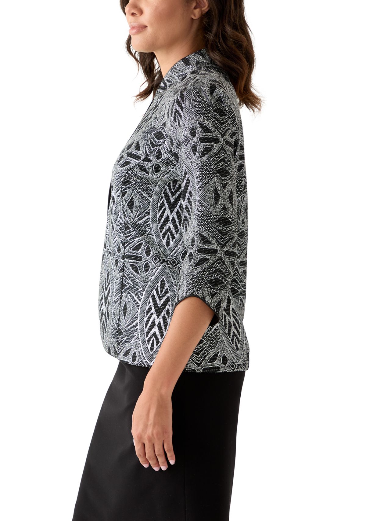 Womens Glitter 3/4 Sleeve Jacket and Top Set