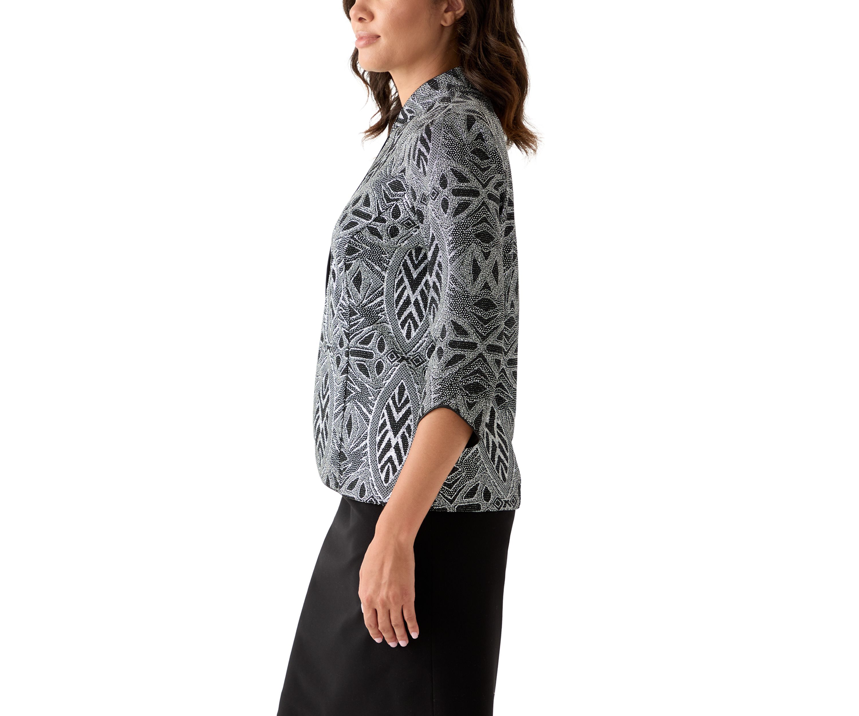 Womens Glitter 3/4 Sleeve Jacket and Top Set