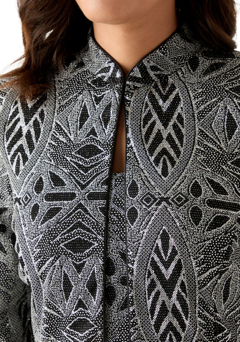 Womens Glitter 3/4 Sleeve Jacket and Top Set