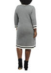 Plus Size 3/4 Sleeve Stripe Trim Sweater Dress 