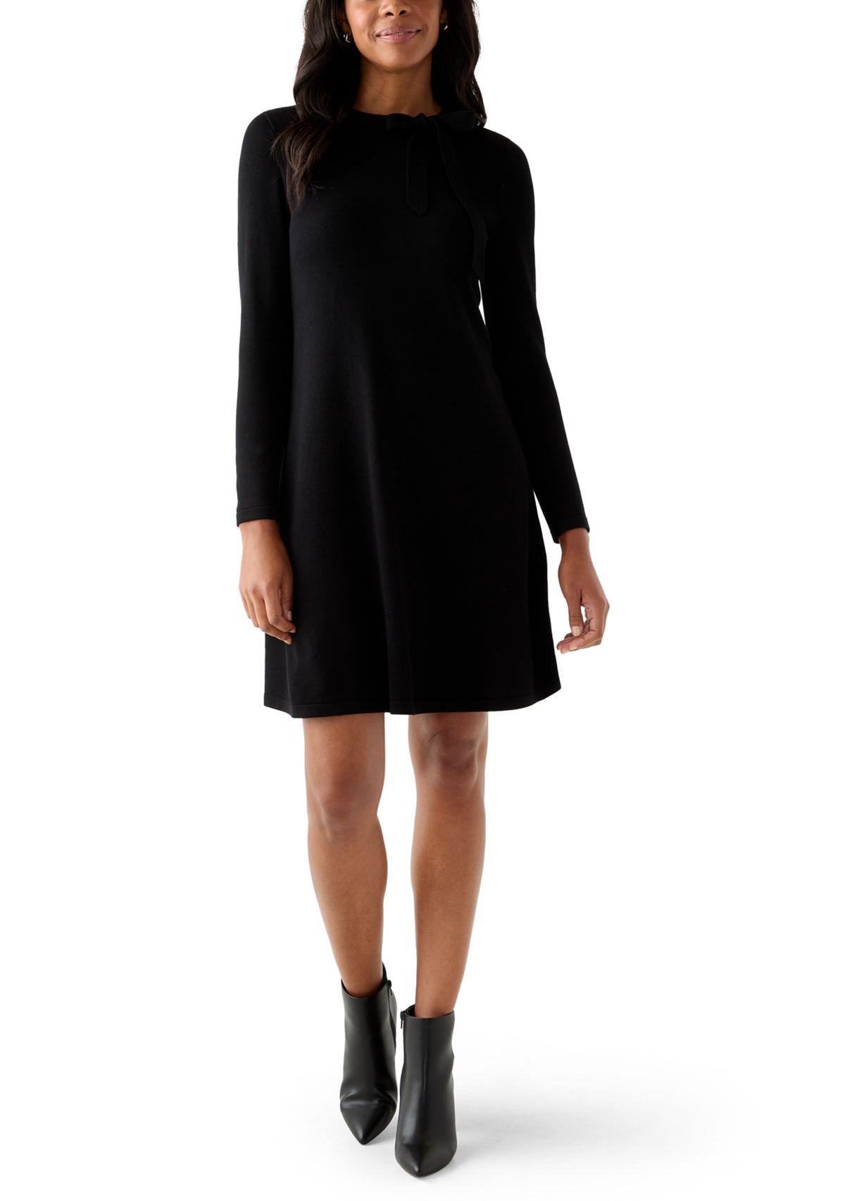 Womens Long Sleeve A-Line Sweater Dress