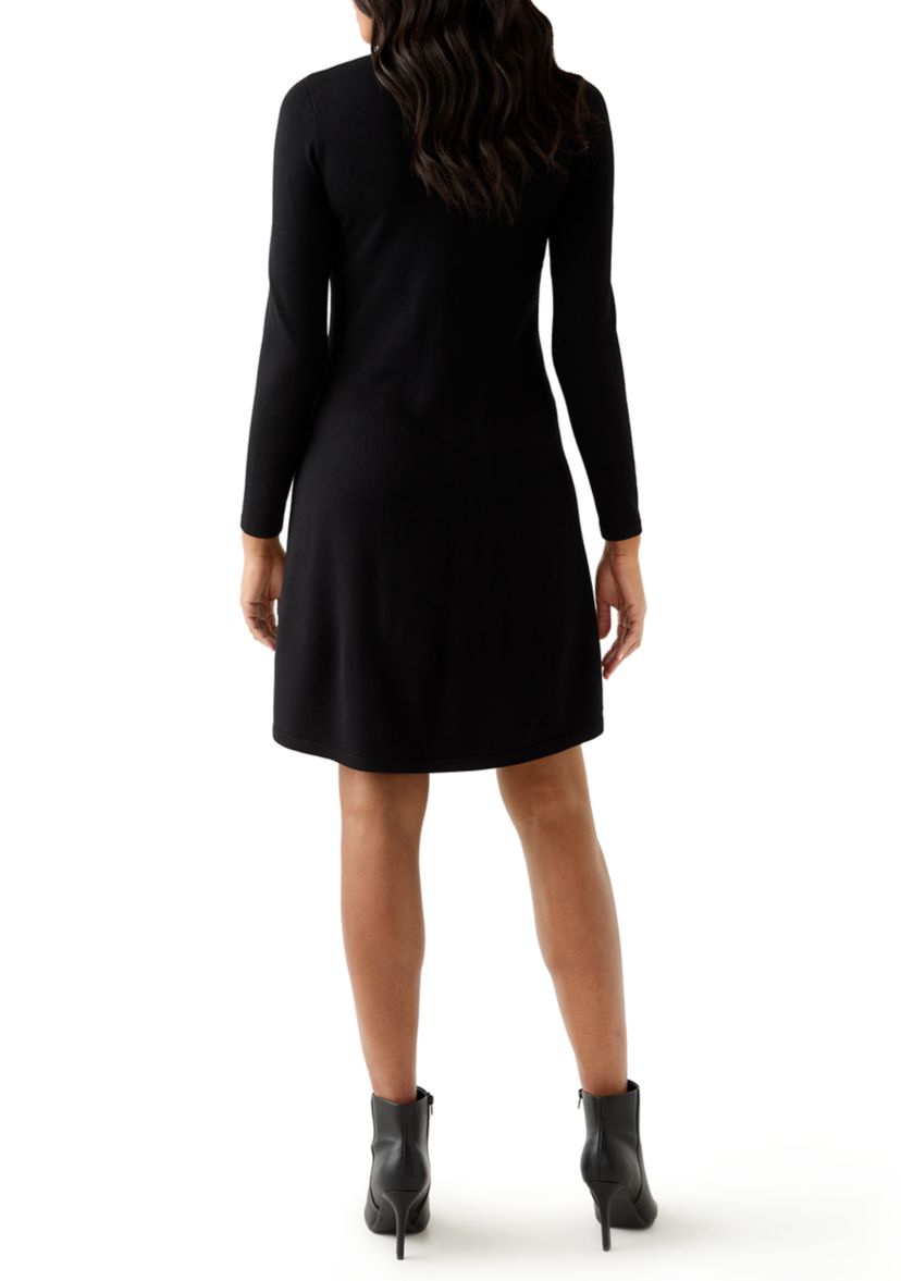 Womens Long Sleeve A-Line Sweater Dress