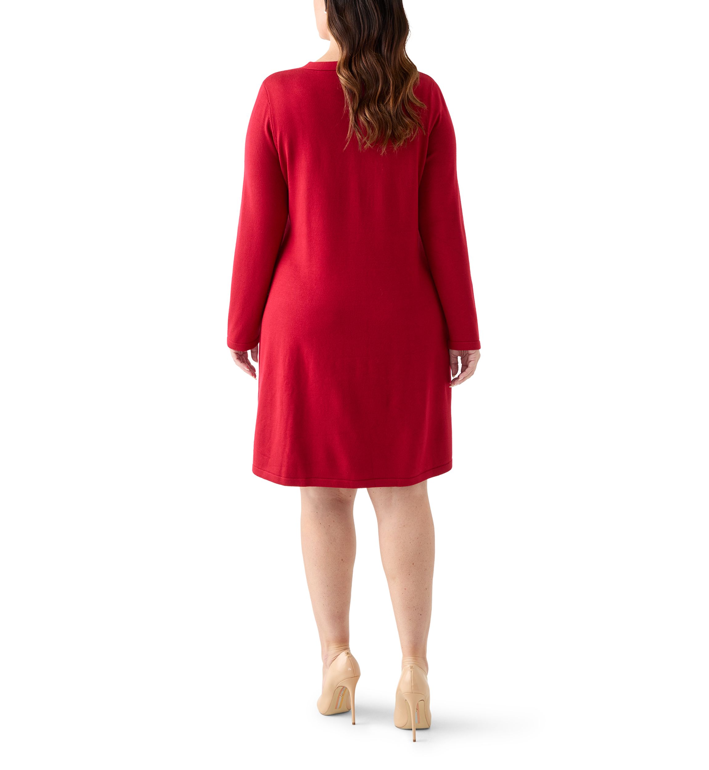 Plus Size Bow Neck Fit and Flare Sweater Dress