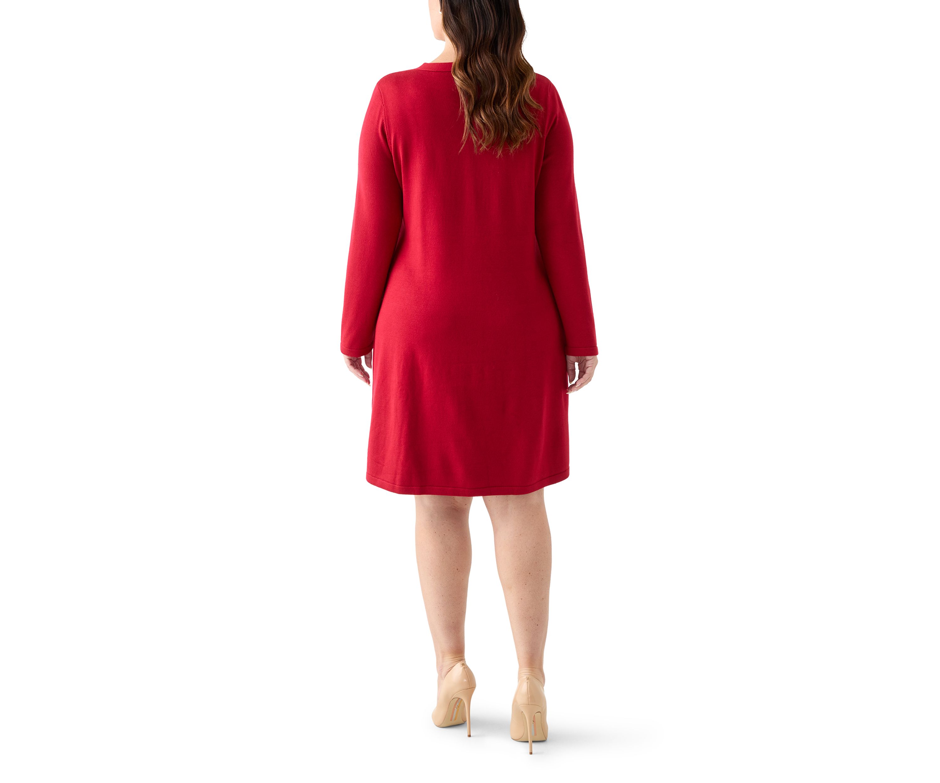 Plus Size Bow Neck Fit and Flare Sweater Dress