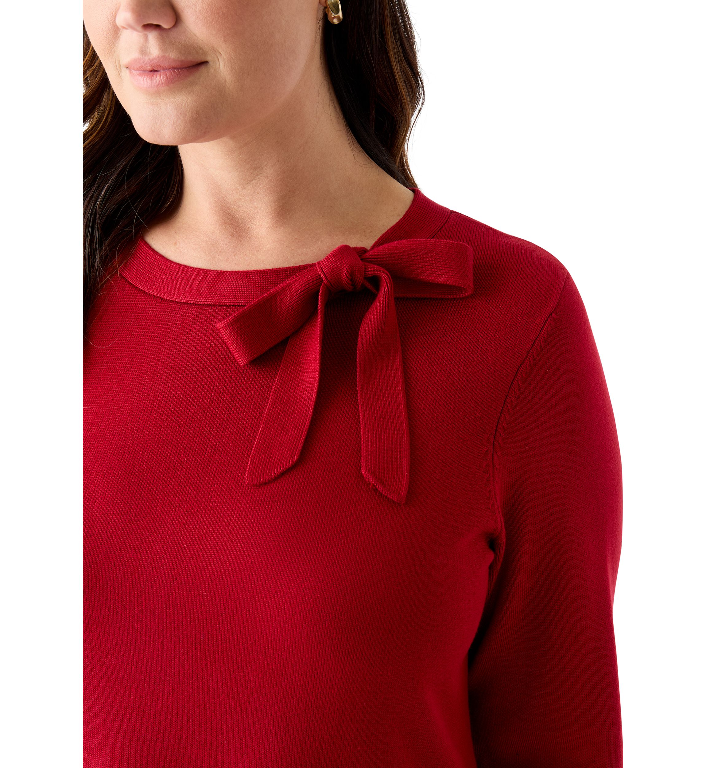 Plus Size Bow Neck Fit and Flare Sweater Dress