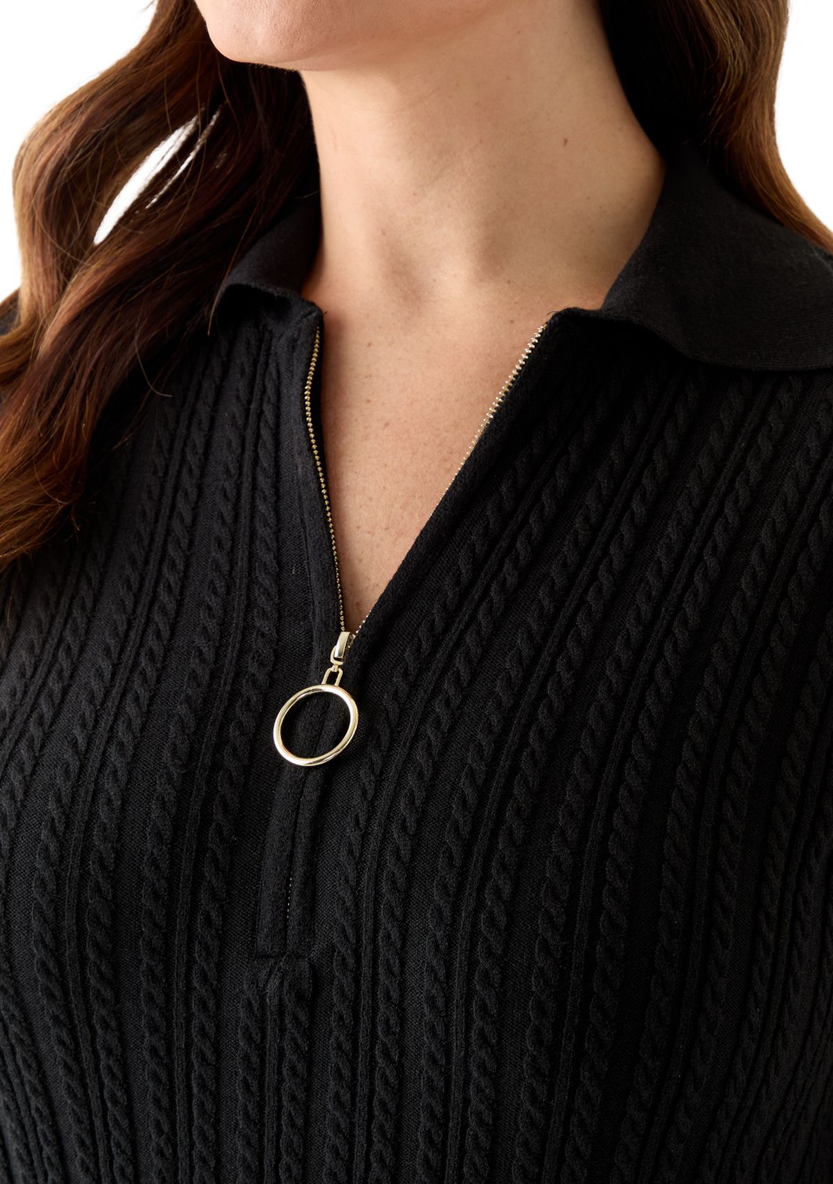 Plus Size Long Sleeve V-Neck Solid Sweater Dress