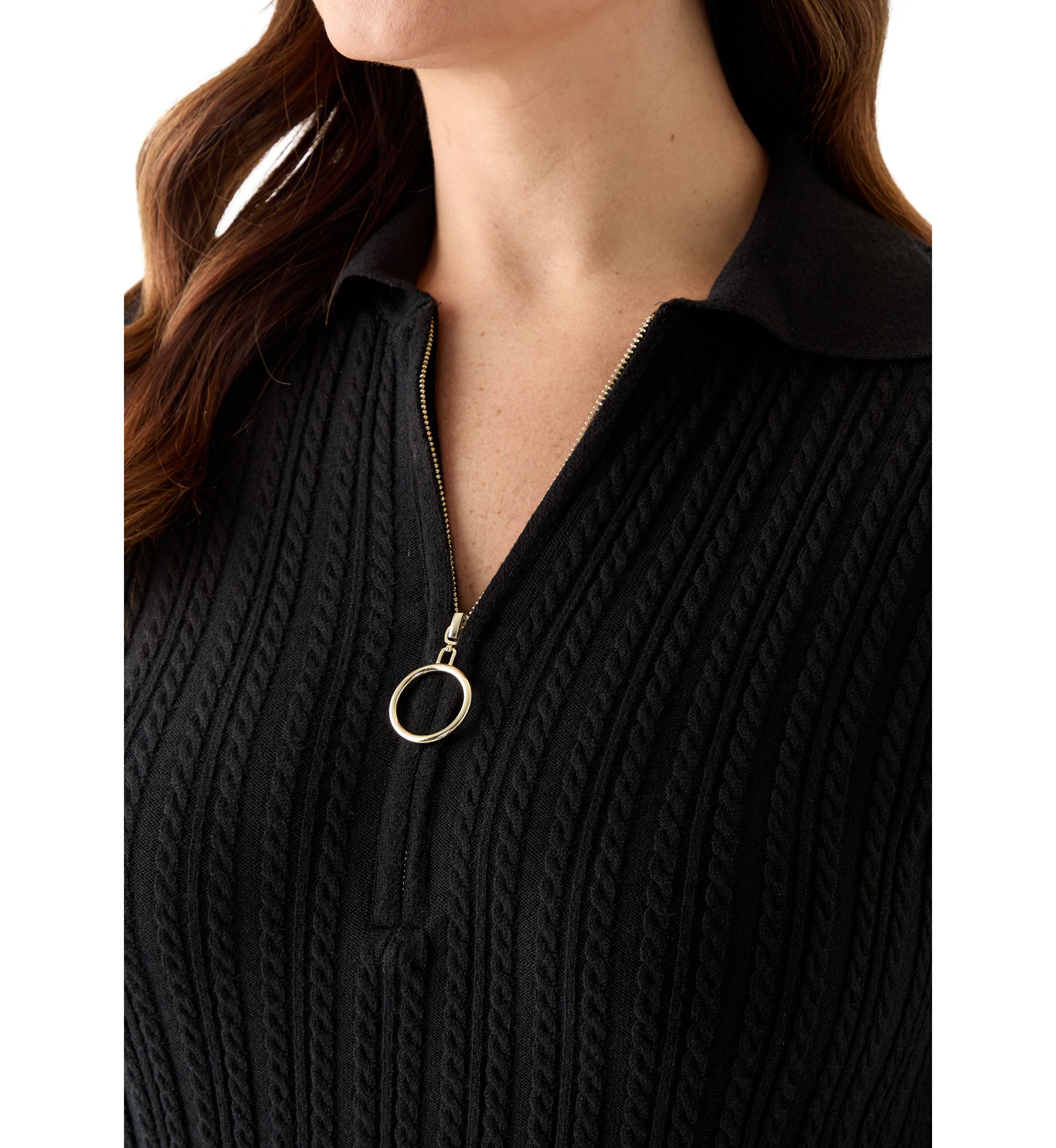 Plus Size Long Sleeve V-Neck Solid Sweater Dress