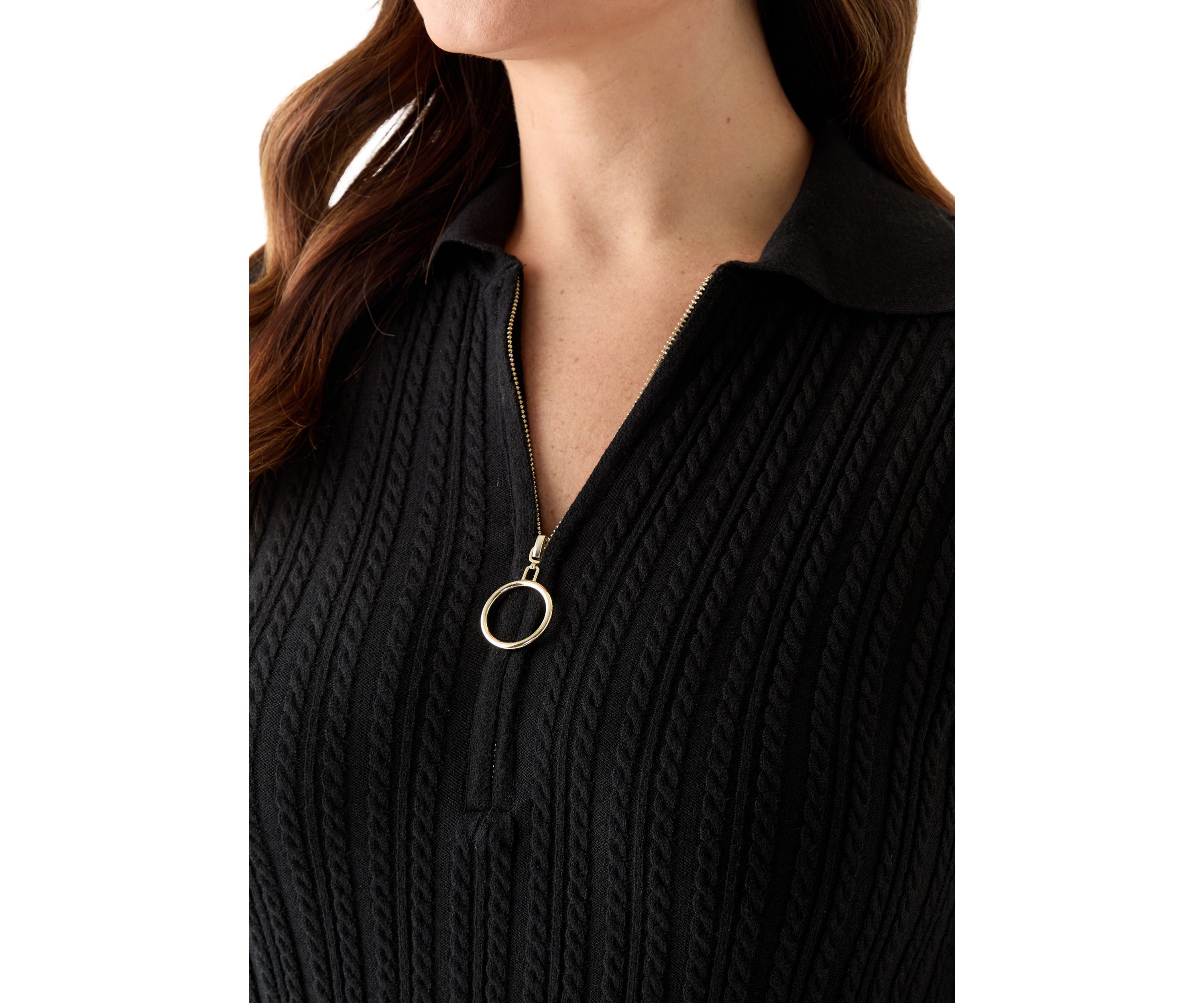 Plus Size Long Sleeve V-Neck Solid Sweater Dress