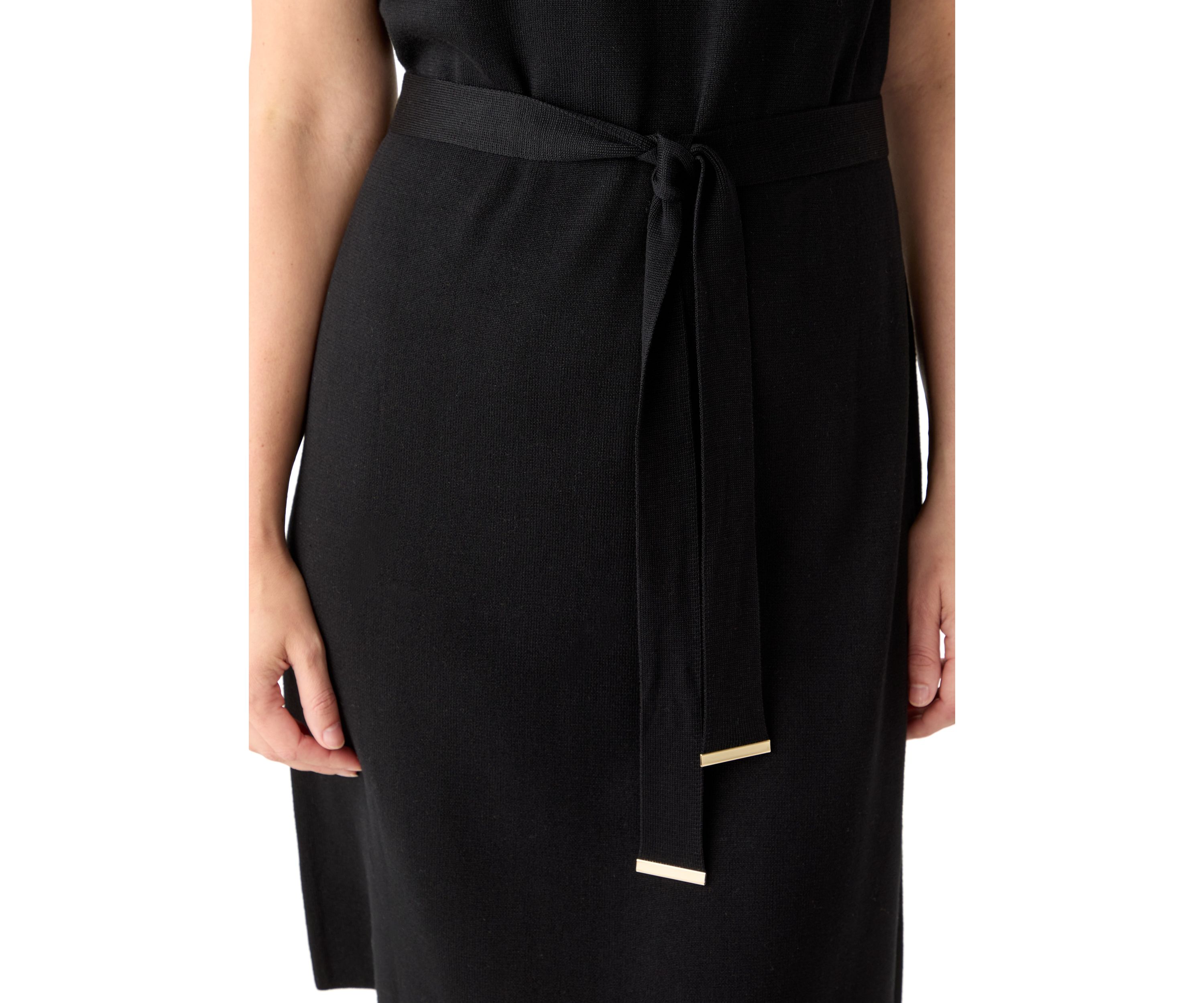 Womens Mock Neck Solid Sweater Dress