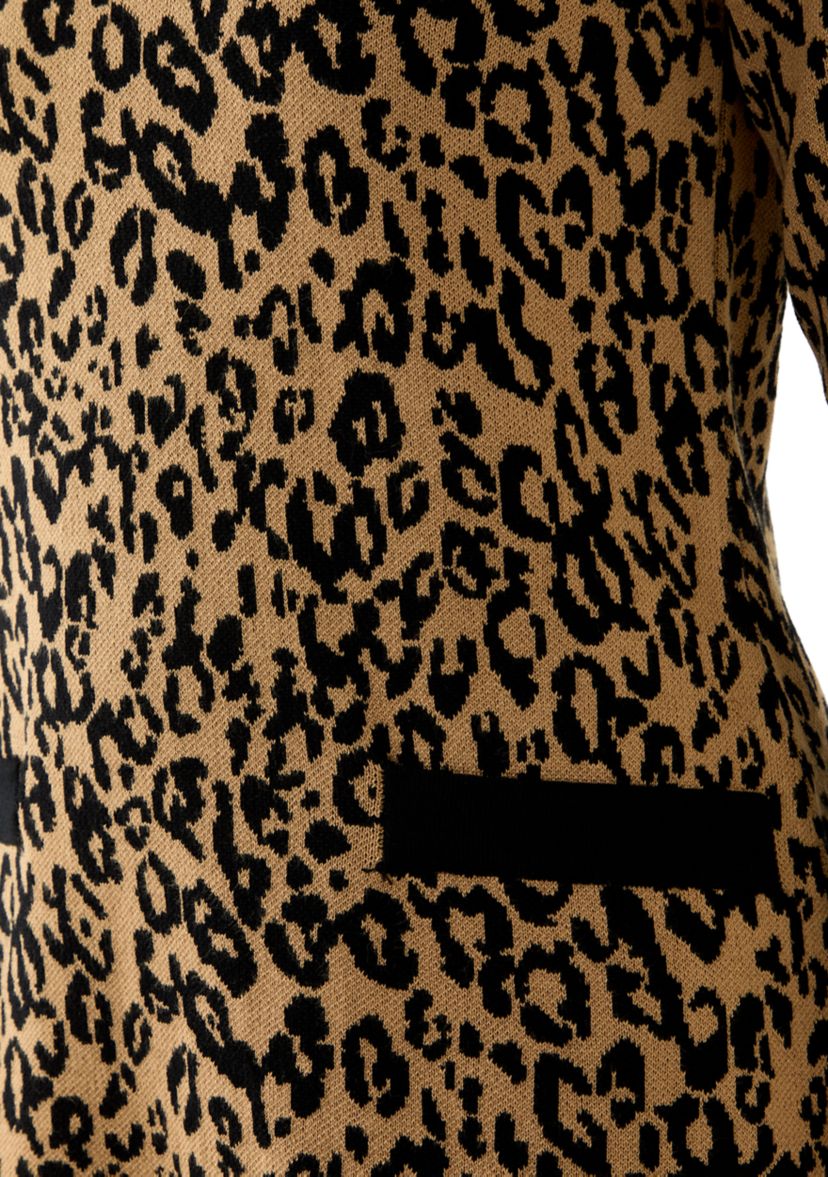 Womens Long Sleeve Leopard Print Sweater Dress
