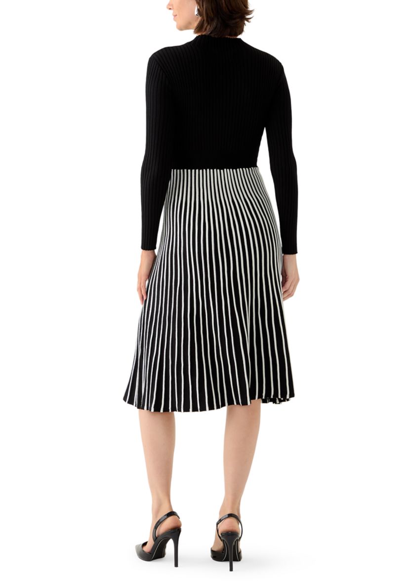 Womens Long Sleeve Mock Neck Belted Sweater Dress