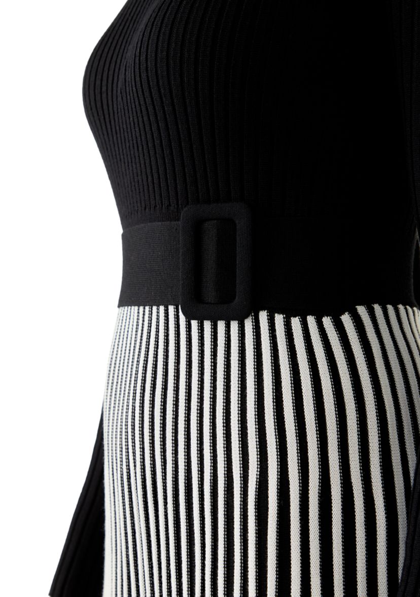 Womens Long Sleeve Mock Neck Belted Sweater Dress