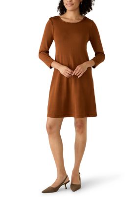 Robbie Bee Women's 3/4 Sleeve Braided A-Line Knit Dress, Small