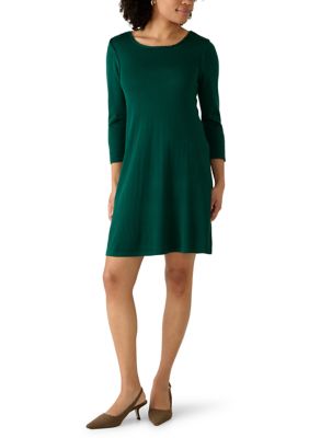 Robbie Bee Women's 3/4 Sleeve Braided A-Line Knit Dress, Small