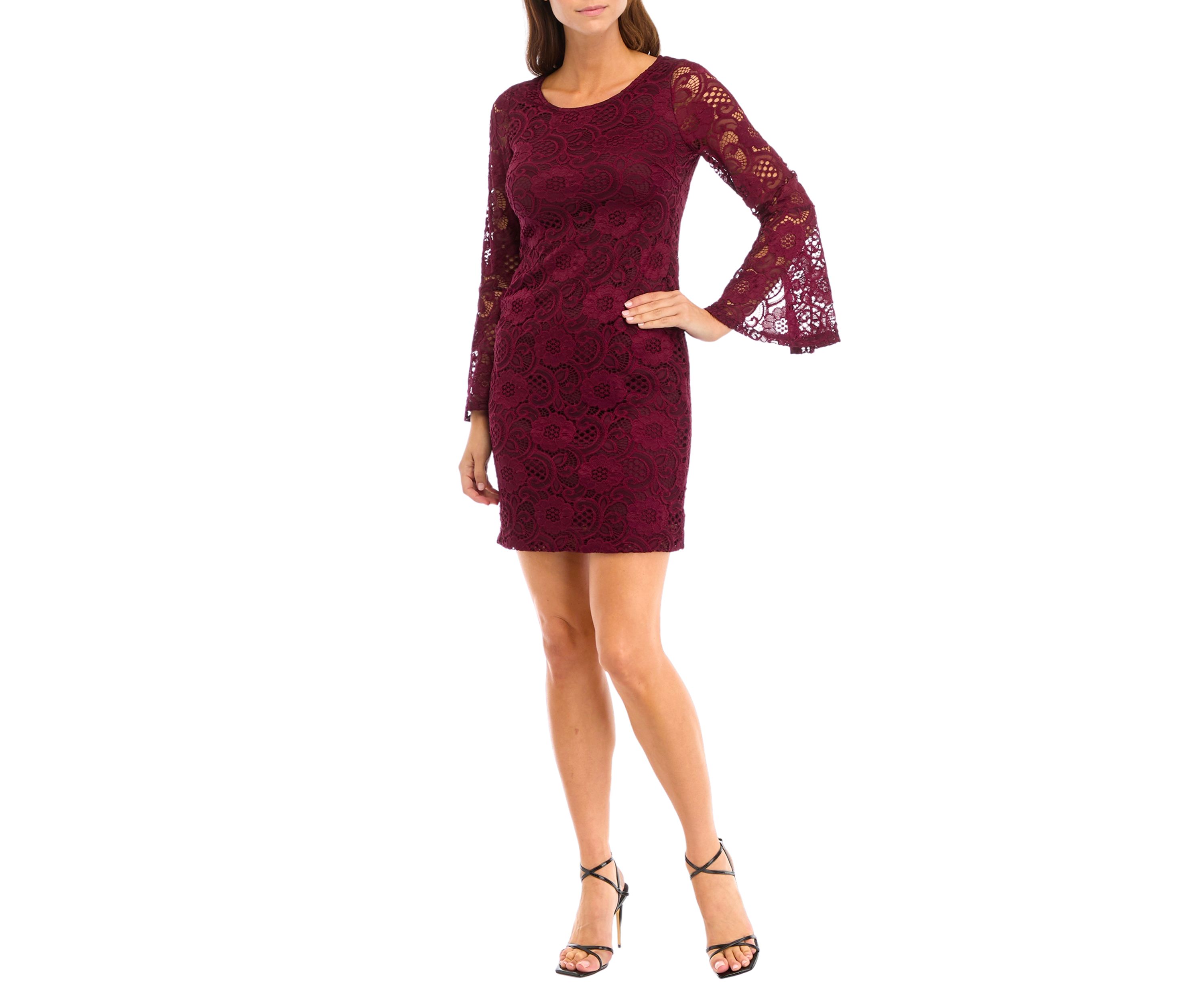 Womens Bell Sleeve Floral Print Slim Dress
