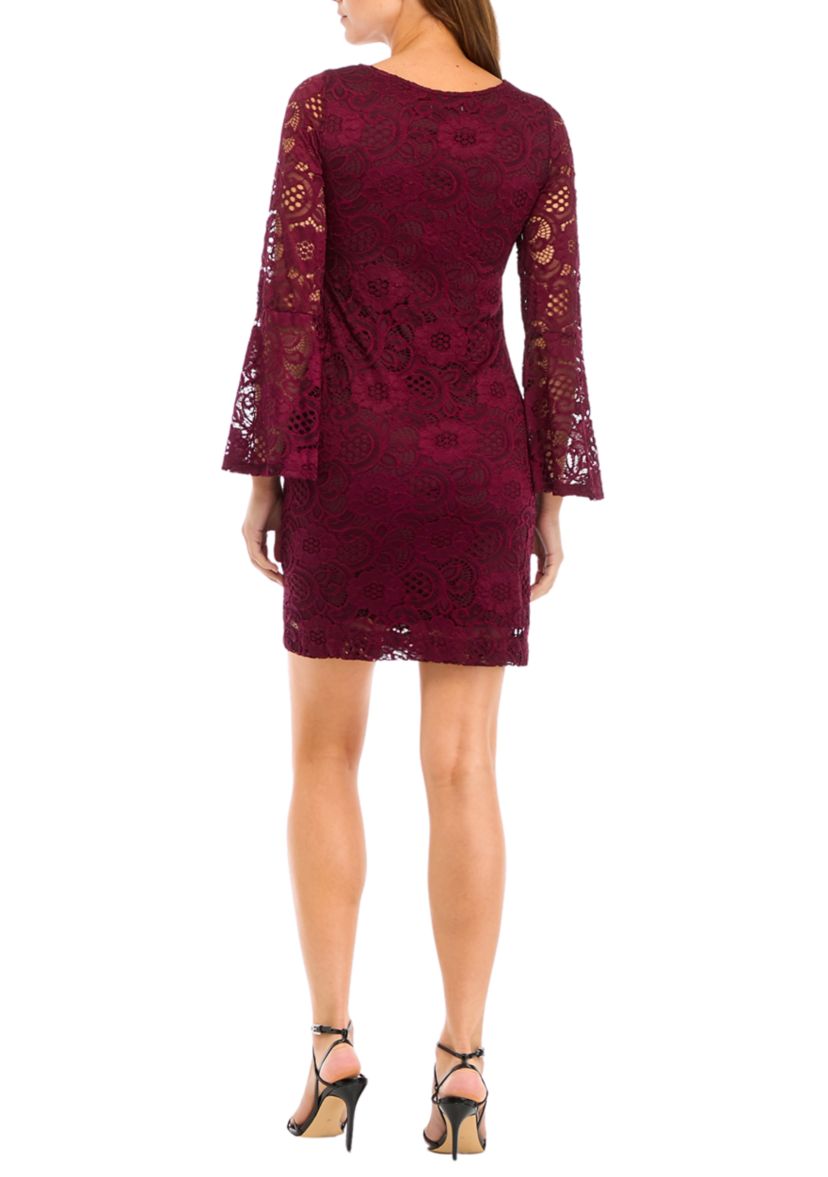 Womens Bell Sleeve Floral Print Slim Dress