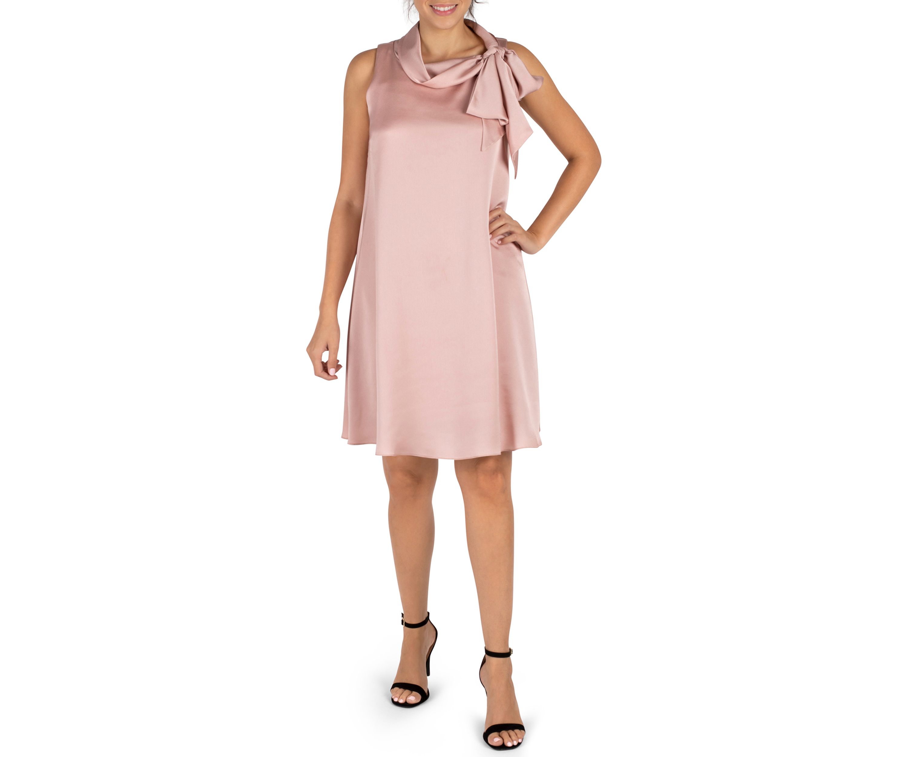 Sleeveless Satin Bow Tie Dress 